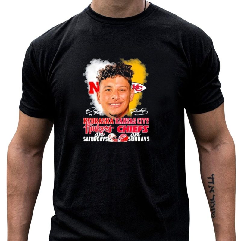 Nebraska Huskers Saturdays Kansas City Chiefs Sundays Raiola Mahomes Signatures T Shirt T Shirt 1 1