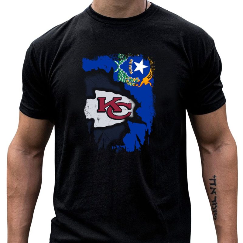 Nevada Proud With Kansas City Chiefs Logo And State Flag Elements T Shirt T Shirt 1 1