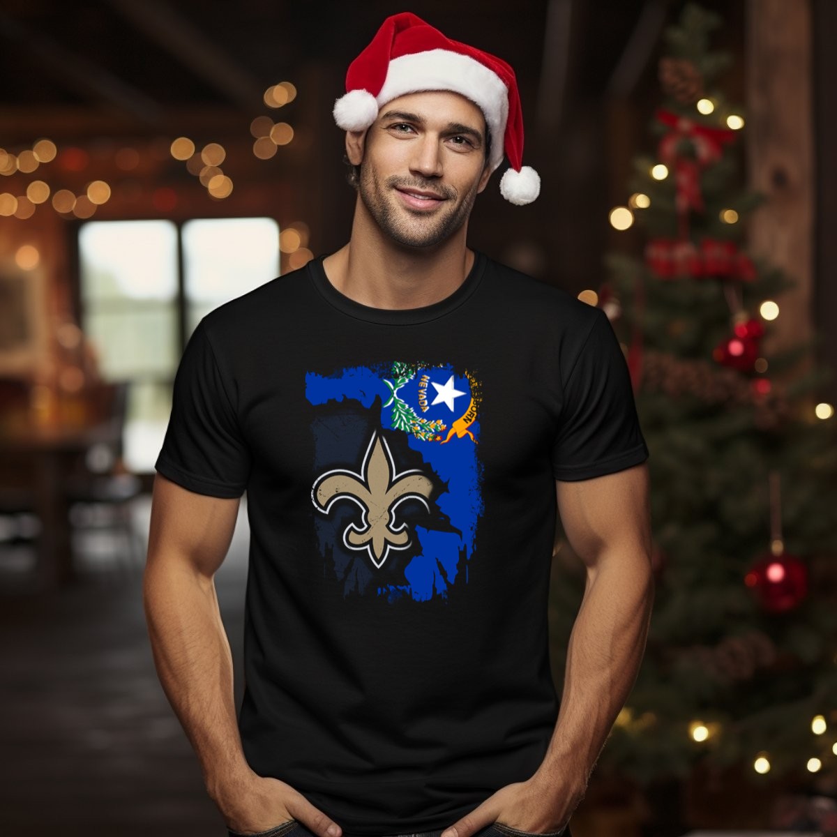 Nevada-State-Flag-With-New-Orleans-Saints-Fleur-De-Lis-T-Shirt-1_t-shirt-1_2