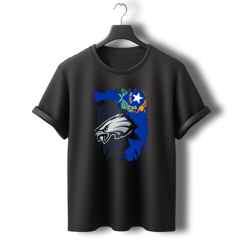 Nevada State Flag With Philadelphia Eagles Logo Together T Shirt T Shirt 0 1