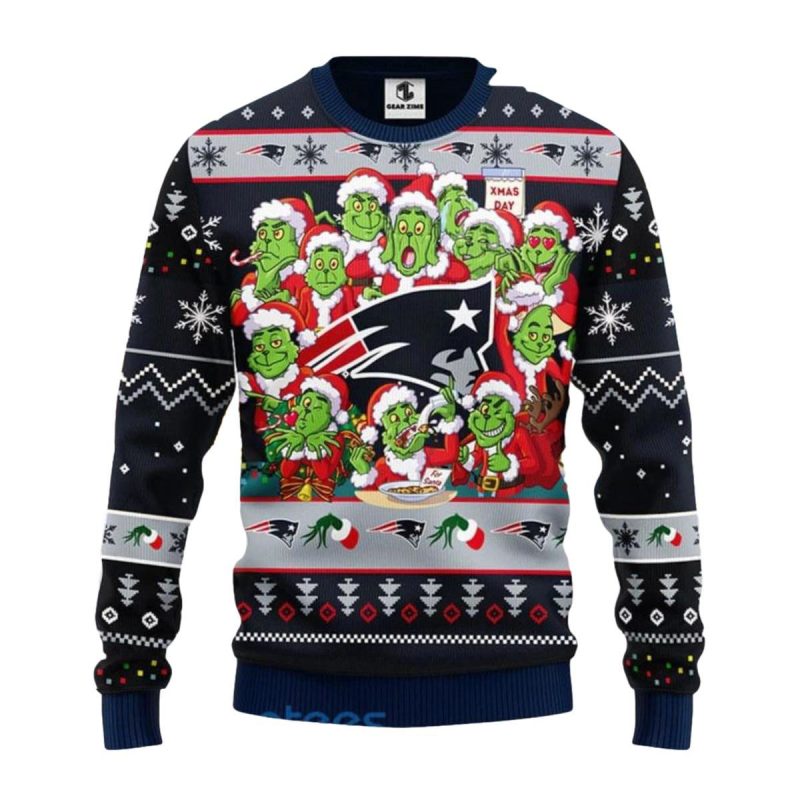 New England Patriots 12 Grinch Face Ugly Sweater 1