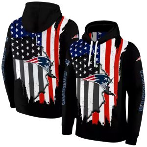 New England Patriots American Pride Flag Black AOP Hoodie