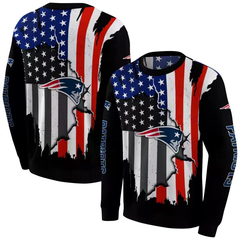 New England Patriots American Pride Flag Black Aop Sweatshirt 1