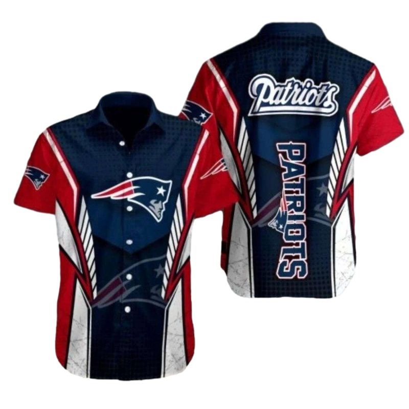 New England Patriots American Valor Striped Red White And Blue Hawaiian Shirt 1