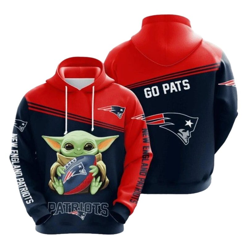 New England Patriots And Baby Yoda Aop Hoodie 1