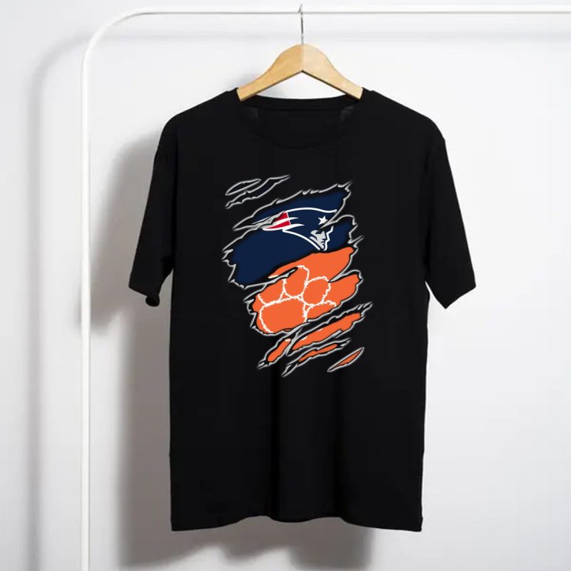 New England Patriots And Clemson Tigers Logo Combo T Shirt T Shirt 1