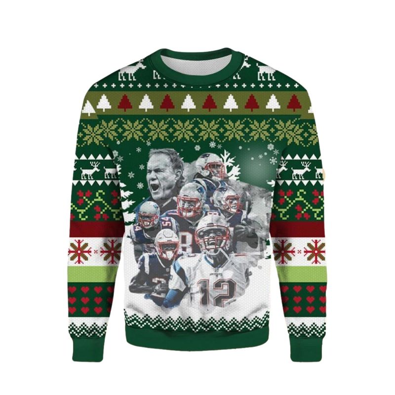 New England Patriots And Coach Ugly Sweater 1