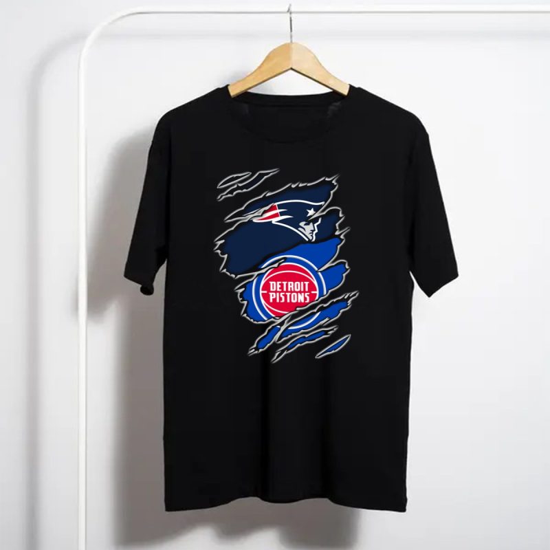 New England Patriots And Detroit Pistons Fan Crossover T Shirt T Shirt 1