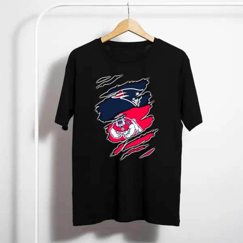 New England Patriots And Fresno State Bulldogs Torn T Shirt T Shirt 1