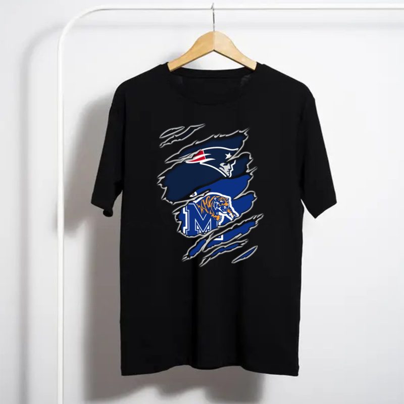 New England Patriots And Memphis Tigers Claw Marks T Shirt T Shirt 1