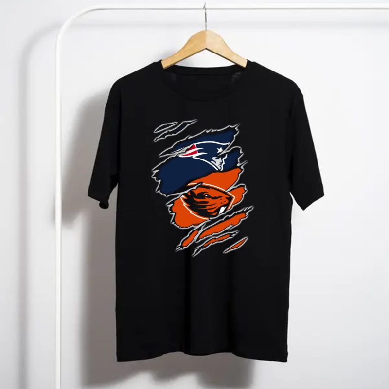New England Patriots And Oregon State Beavers Logo Mashup T Shirt T Shirt 1