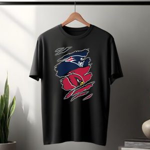 New England Patriots Arizona Cardinals Logos Ripped T-Shirt
