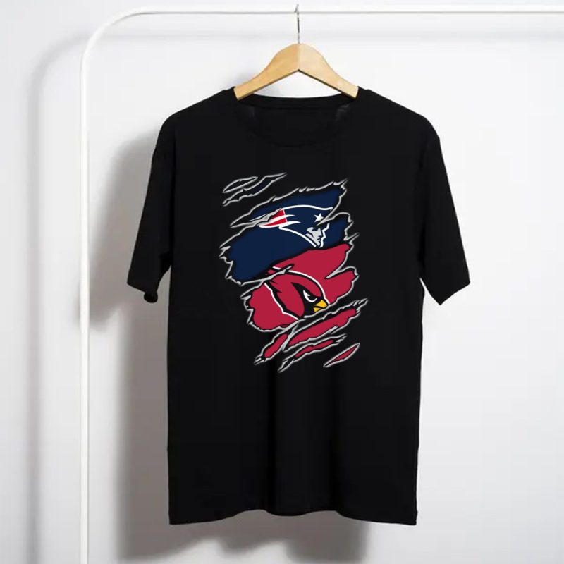 New England Patriots Arizona Cardinals Logos Ripped T Shirt T Shirt 1