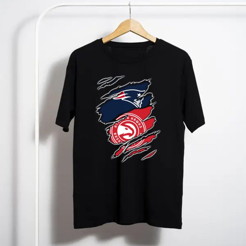 New England Patriots Atlanta Hawks Logo Mashup T Shirt T Shirt 1