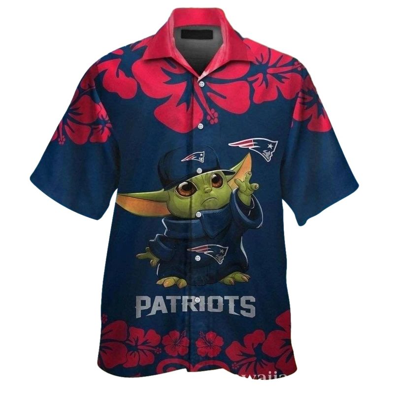 New England Patriots Baby Yoda Floral Hawaiian Shirt 1