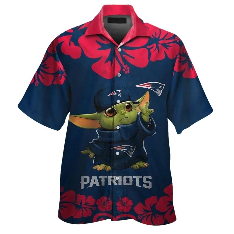 New England Patriots Baby Yoda Hibiscus Summer 2025 Hawaiian Shirt 1