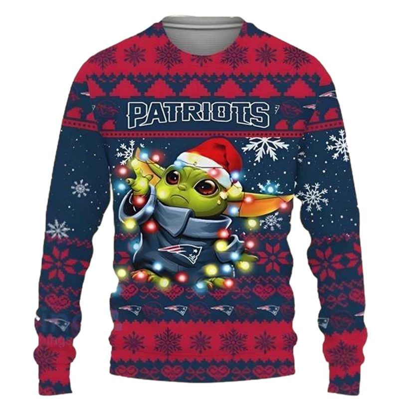 New England Patriots Baby Yoda Star Wars Sports Football American Ugly Sweater 1