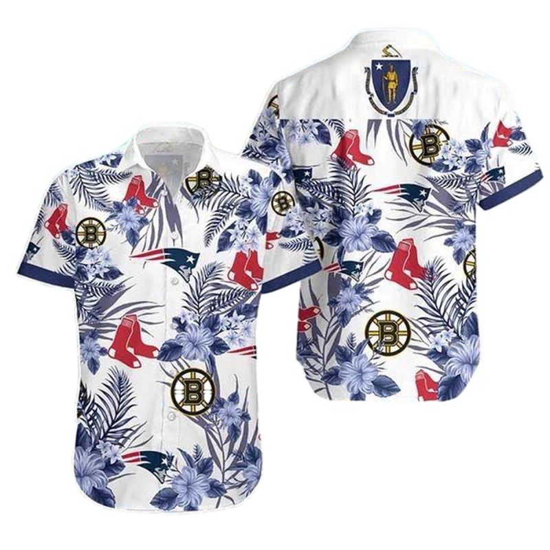 New England Patriots Boston Bruins Boston Red Sox Tropical Hawaiian Shirt 1