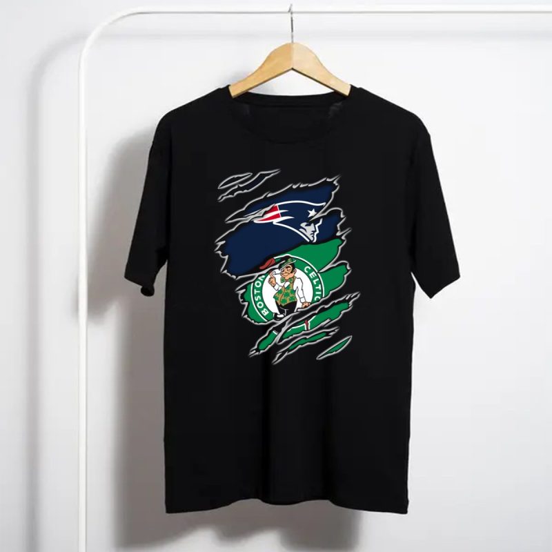 New England Patriots Boston Celtics Logo Mashup T Shirt T Shirt 1