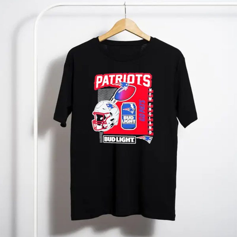 New England Patriots Bud Light Go Pats Football Helmet Can T Shirt T Shirt 1