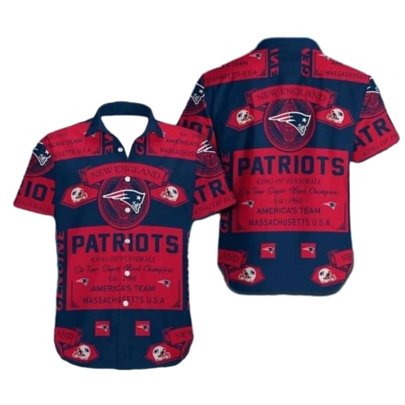New England Patriots Championship Red And Navy Hawaiian Shirt 1