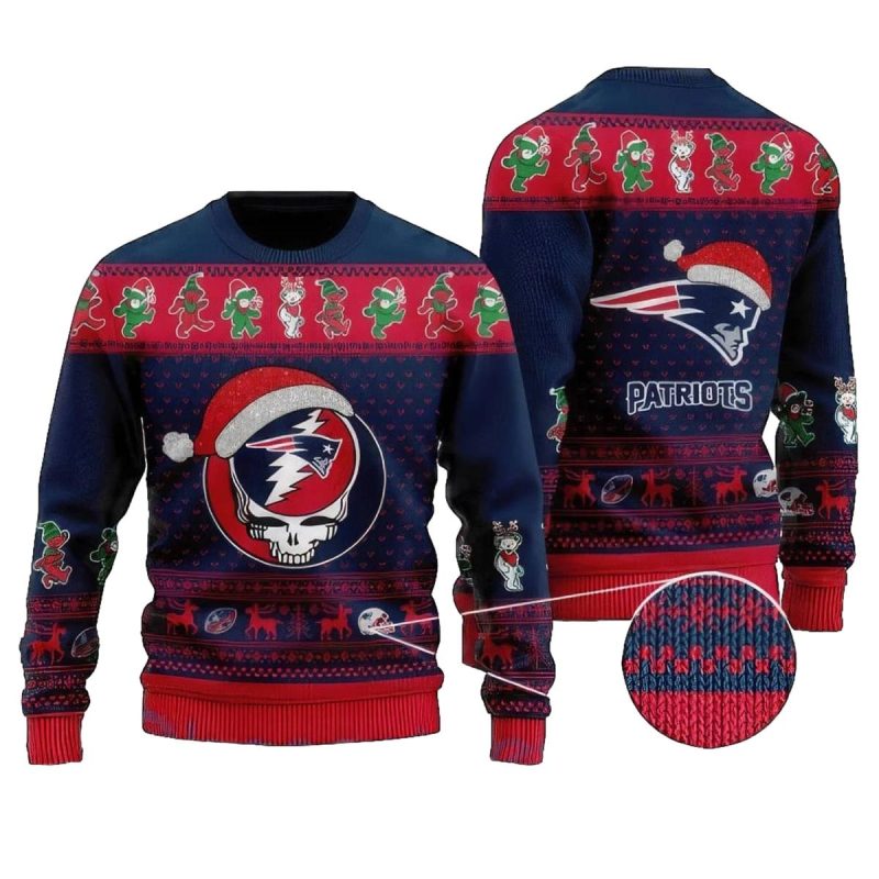 New England Patriots Christmas Gift Grateful Dead Ugly Sweater 1