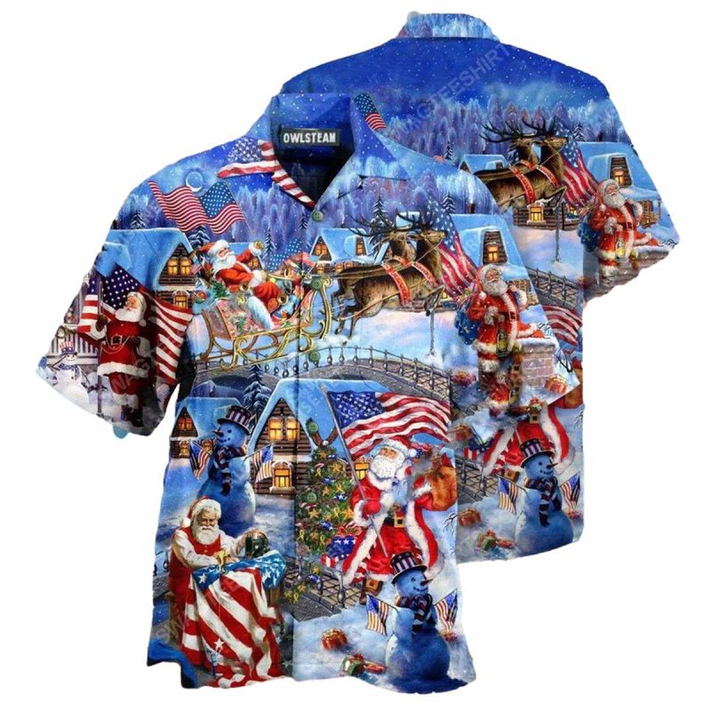 New England Patriots Christmas Holiday Santa American Hawaiian Shirt 1
