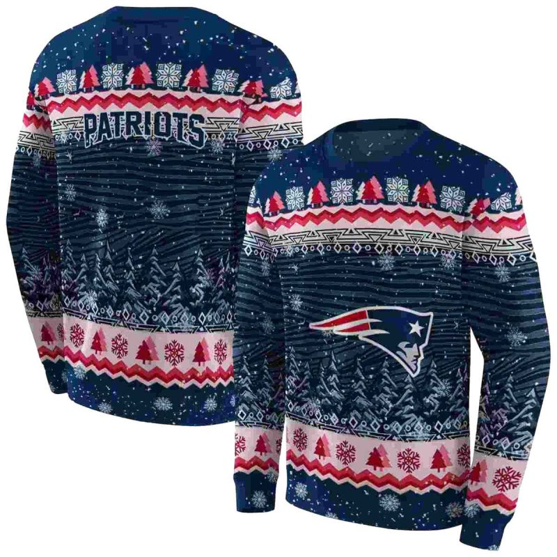 New England Patriots Christmas Trees Blue Aop Sweatshirt 1