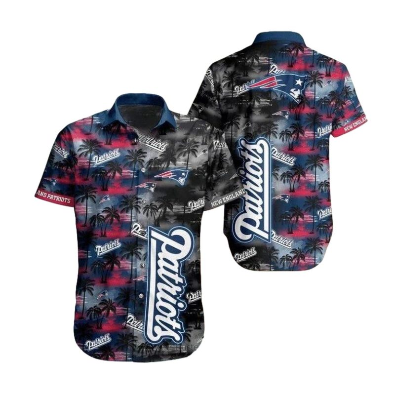 New England Patriots Coconut Beach Black Hawaiian Shirt 1
