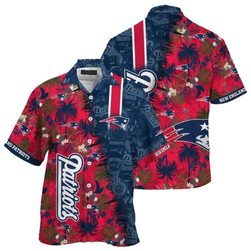 New England Patriots Coconut Beach Red Black Hawaiian Shirt 1