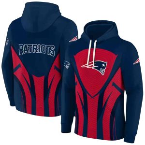 New England Patriots Concentric Lines Blue Black AOP Hoodie