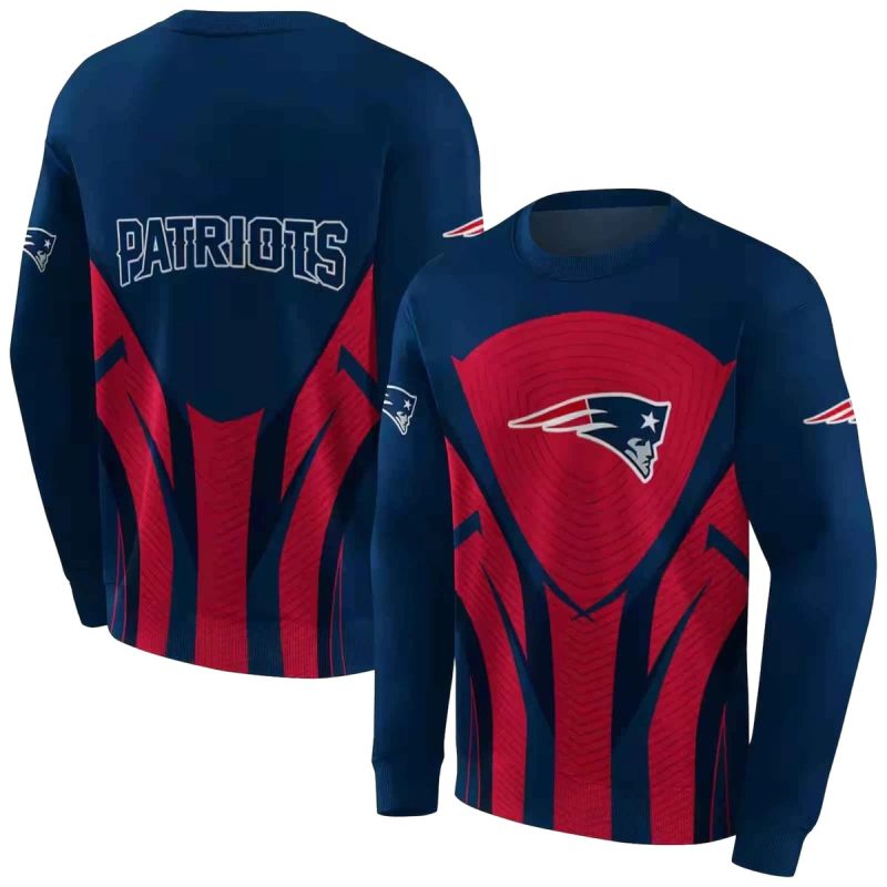 New England Patriots Concentric Lines Blue Black Aop Sweatshirt 1