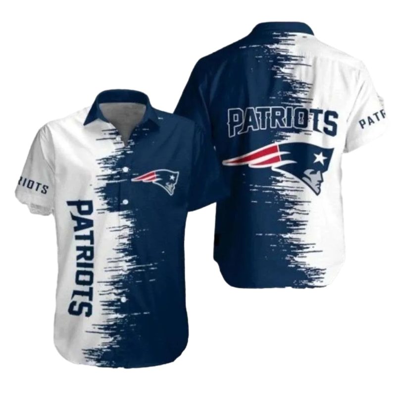 New England Patriots Contrast Brush Bold Strokes And Team Pride Hawaiian Shirt 1