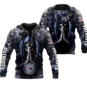 New England Patriots Death Smoke Graphic AOP Hoodie