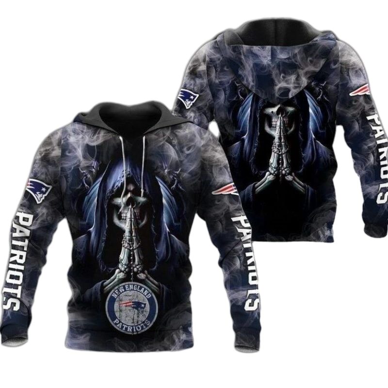 New England Patriots Death Smoke Graphic Aop Hoodie 1
