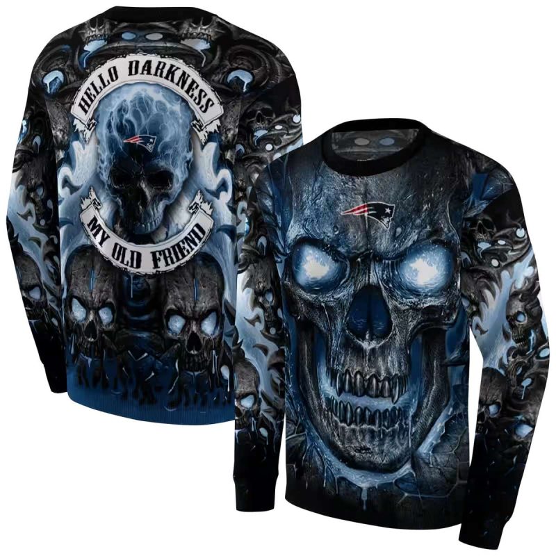 New England Patriots Demonic Skull Blue Black Aop Sweatshirt 1