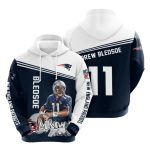 New England Patriots Drew Bledsoe Blue White AOP Hoodie