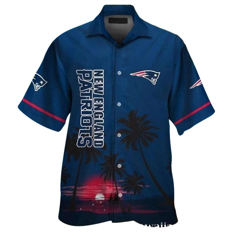 New England Patriots Dusk Reflection Blue Hawaiian Shirt 1