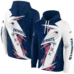 New England Patriots Dynamic Slash Blue White AOP Hoodie