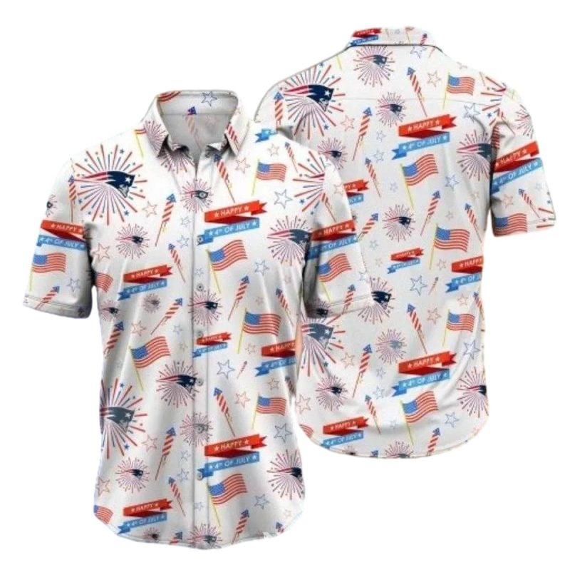 New England Patriots Festive Fireworks Independence Day Hawaiian Shirt 1