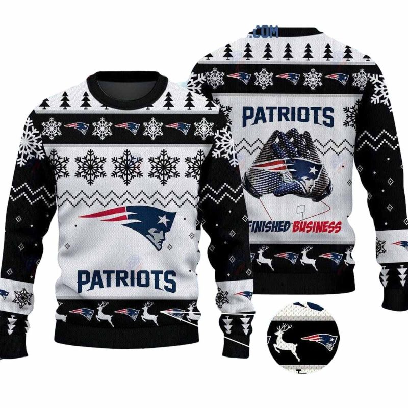 New England Patriots Finished Business Christmas Ugly Sweater 1