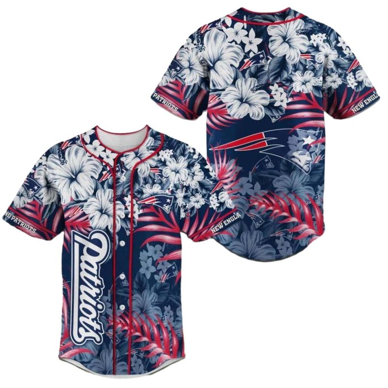 New England Patriots Floral Baseball Jersey 1