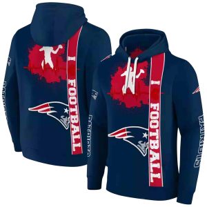 New England Patriots Football Heartbeat Blue AOP Hoodie