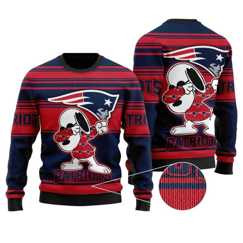 New England Patriots Football Team Logo Snoopy Dabing Ugly Sweater 1