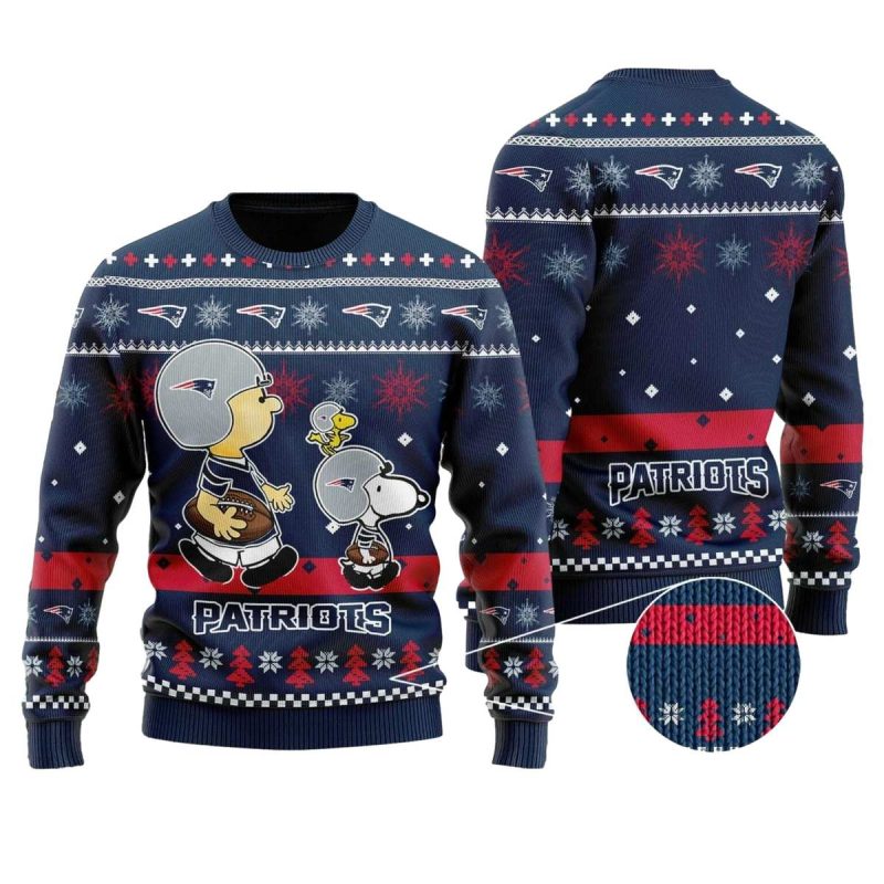 New England Patriots Funny Charlie Brown Peanuts Snoopy Ugly Sweater 1