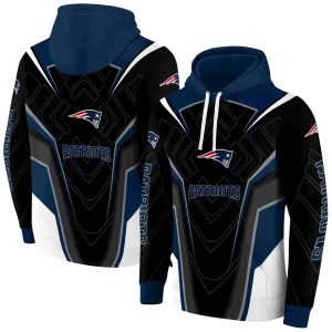 New England Patriots Futuristic Pattern Blue Black AOP Hoodie