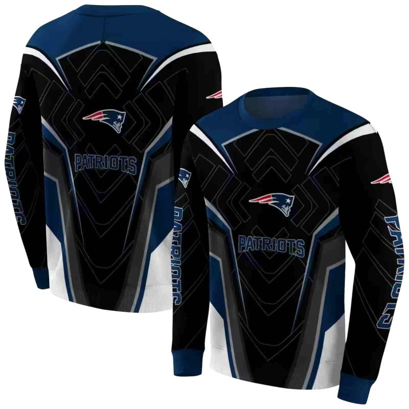 New England Patriots Futuristic Pattern Blue Black Aop Sweatshirt 1