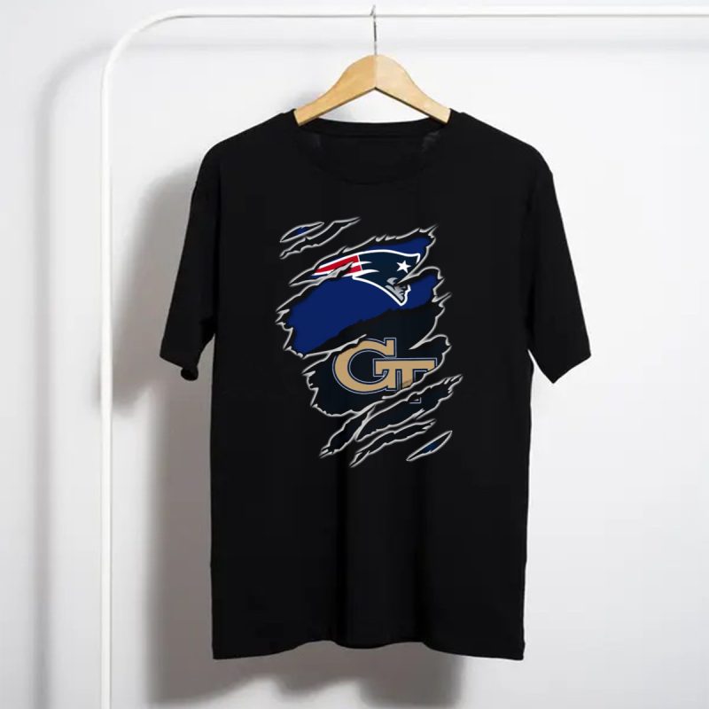 New England Patriots Georgia Tech Logo Collaboration T Shirt T Shirt 1