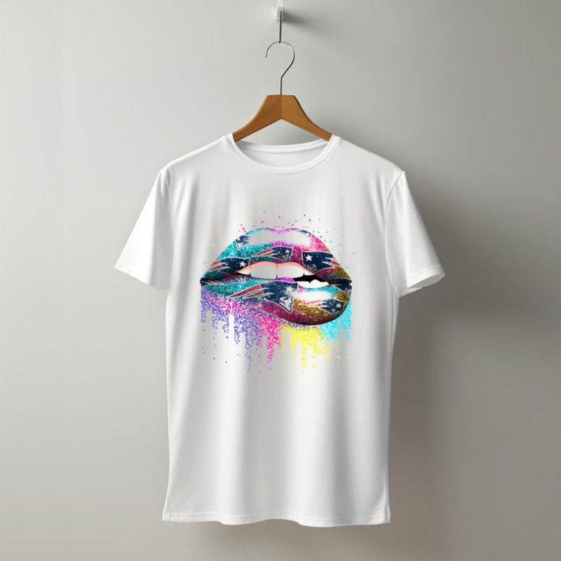 New England Patriots Glitter Lips Fan T Shirt T Shirt 1