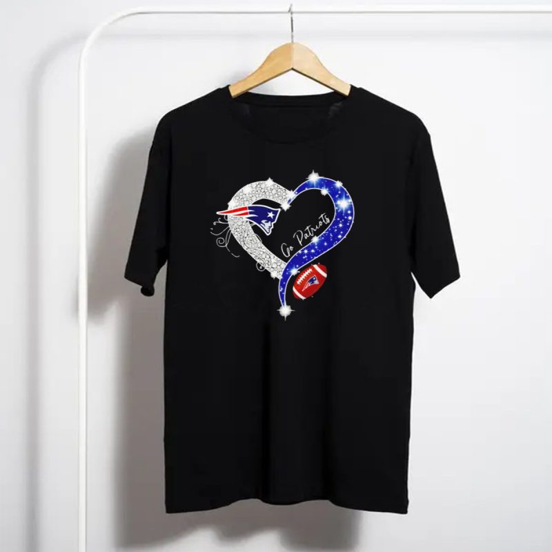 New England Patriots Go Patriots Diamond Heart Football T Shirt T Shirt 1
